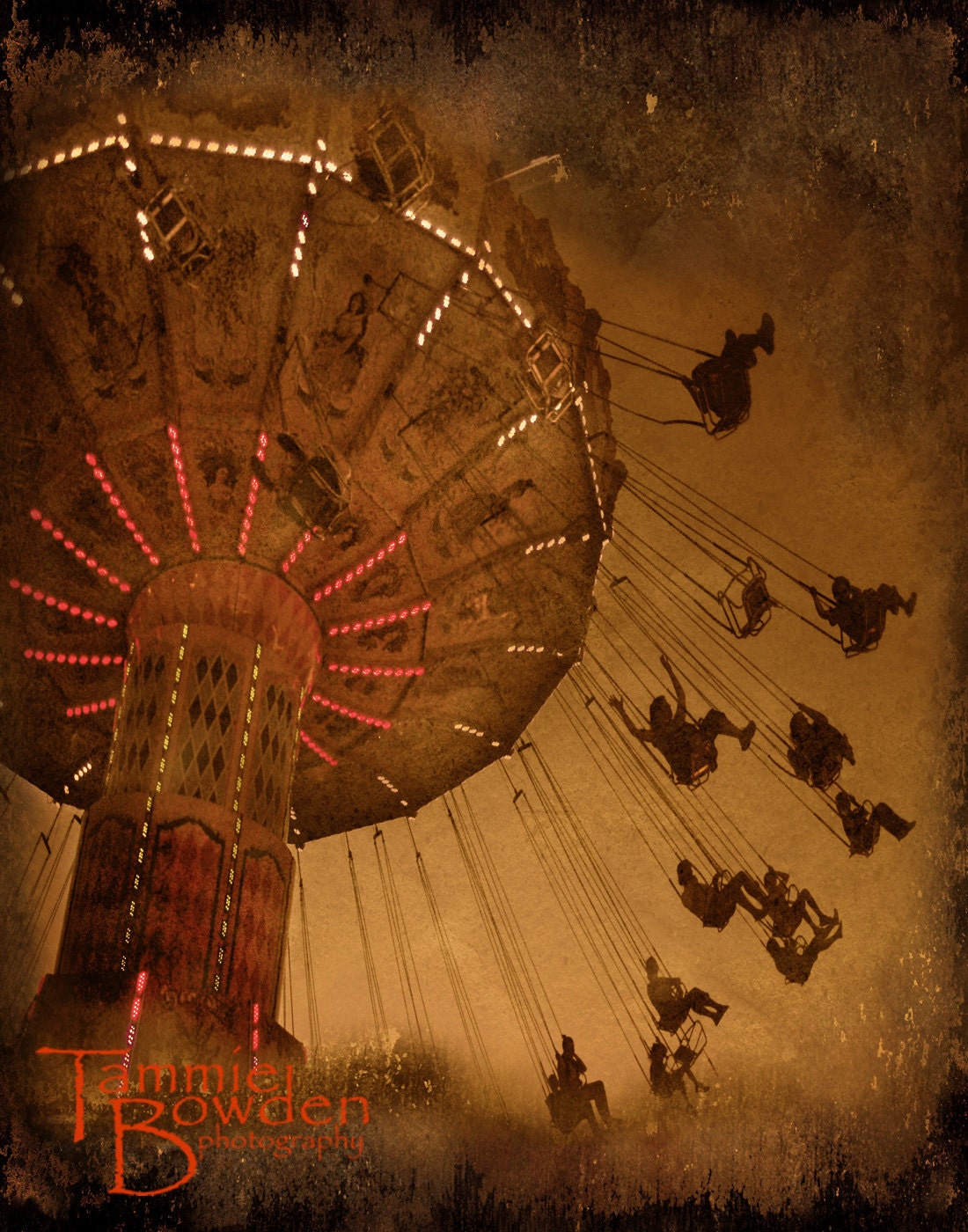 Set of 3 Carnival Prints - 11x14 Original Photographs - Vintage Antique Style Nostalgic Sepia State Fair Amusement Rides Instant Decor
