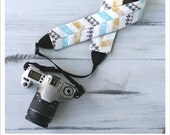 blue skies chevron camera strap cover
