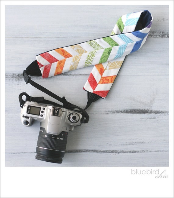 rainbow chevron camera strap cover