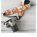 ruched camera strap cover - orange/aqua