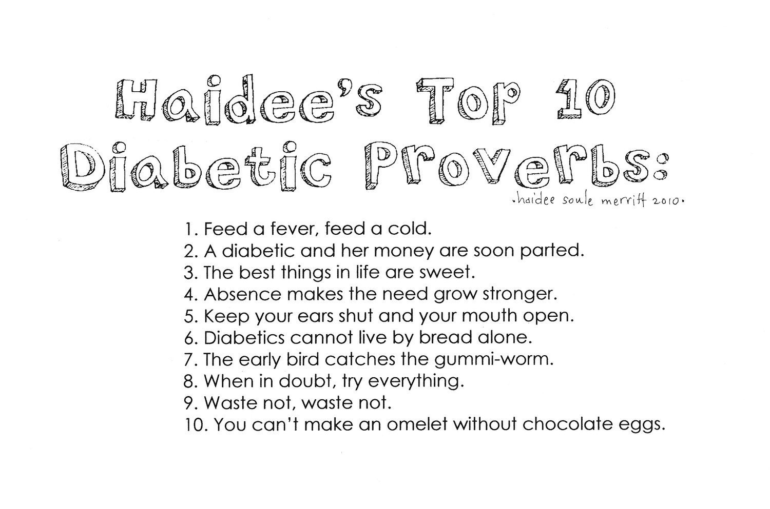 Diabetic Proverbs - Pen and Ink
