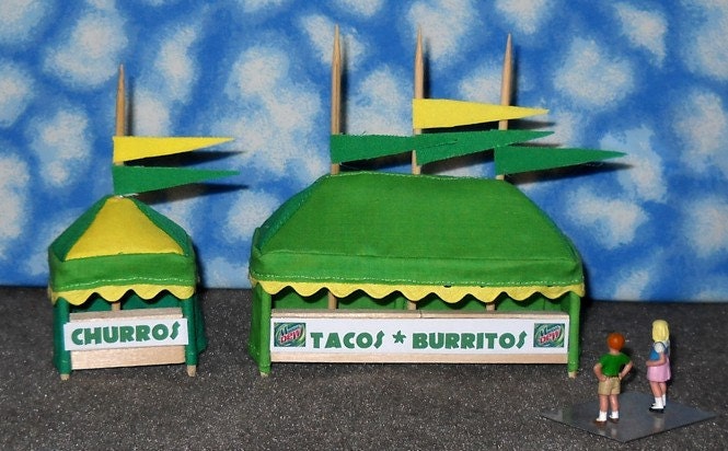 O Scale Carnival Concession Tent Set- Tacos/Burritos Churros