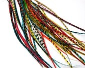 15 medium skinny mixed bright feathers (3-5 inches) - earrings or feather hair extensions