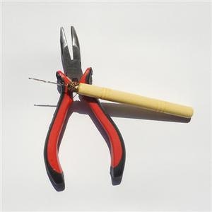 feather hair extension tool kit : crimping pliers and threader set with instructions