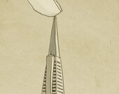 San Francisco, Illustrated Travels 8x10 art print, Transamerica, Bay area, city, skyline, modern home decor, neutral, urban travels