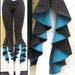 Tribal Belly Dance Hula Hoop Ruffle Ruffle Pants Black with Peacock Teal Bamboo Detail