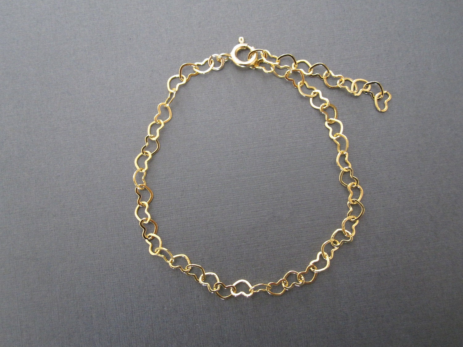 Gold Heart Link Chain Bracelet