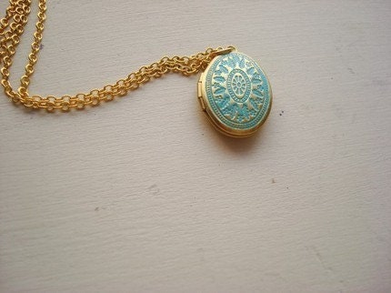 Ornate Patina Locket in Brass by Two Little Doves