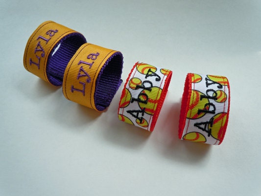 Sleeve Scrunchies with your CHILD's NAME or TEAM Name you Choose Ribbon and Colors