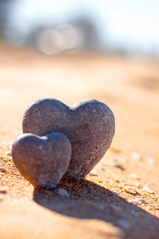 Heart Photo 5 x 7 Print. Love, Beach, I love you, Rock Hearts, Romance, Sand, Sunlight, Valentine, Love Hearts, Still Life
