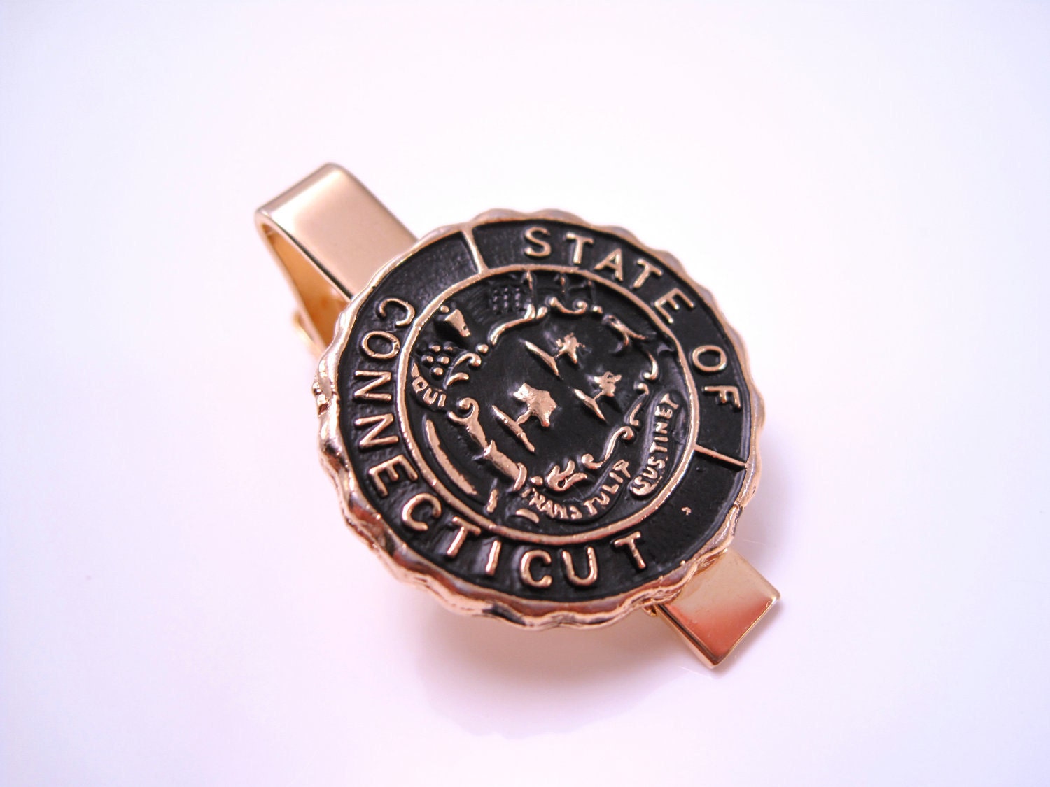Vintage State of Connecticut Seal Gold Tie Clip
