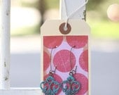 INGRID - Aqua Chandelier Filigree Earrings- Great for Stocking Stuffer, Bridesmaid Gifts, Family Pictures