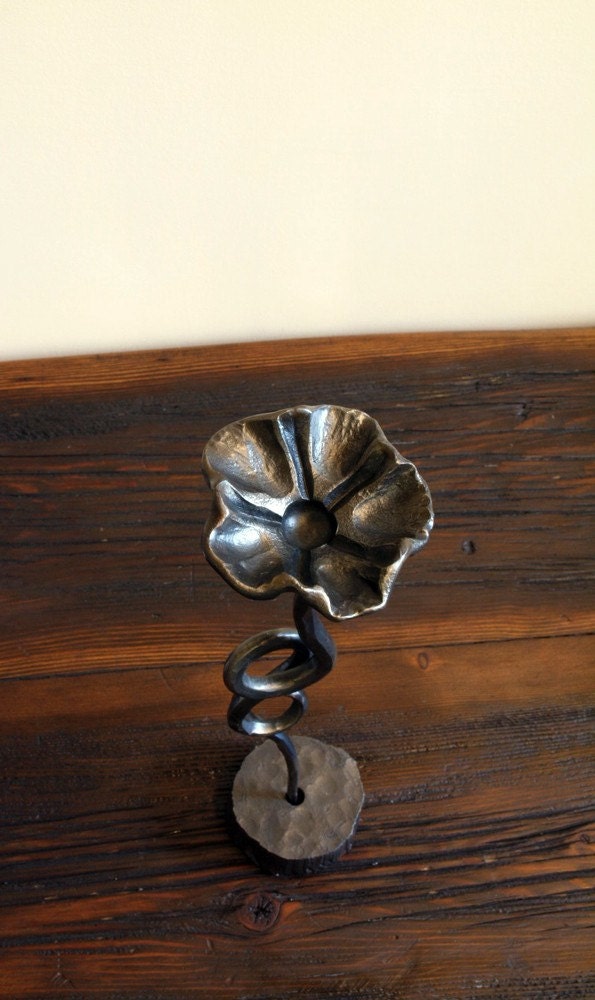 Flower Sketch in Iron. Hand Forged From One Piece of Iron by a Blacksmith.