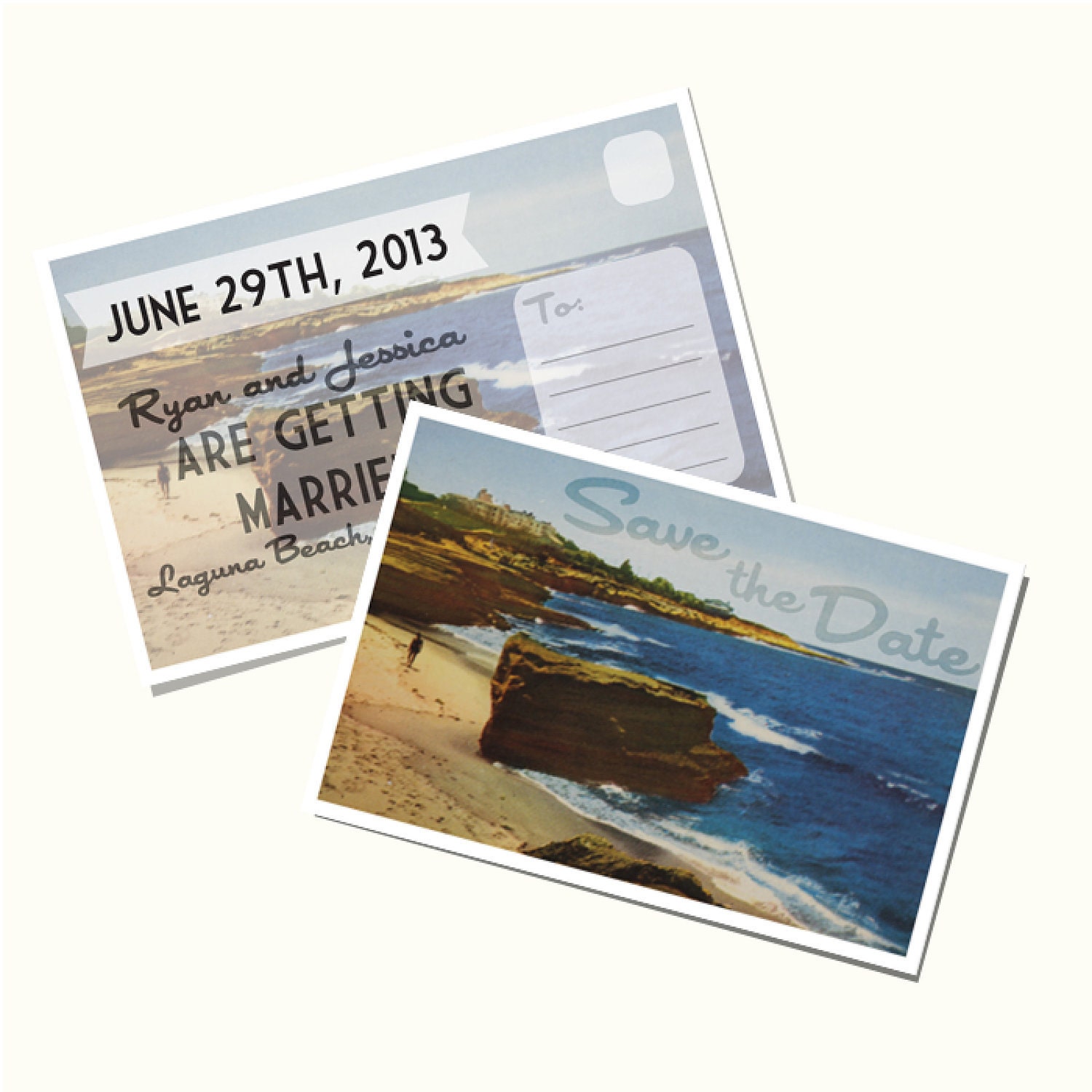 Beach Vintage Postcard Save the Date