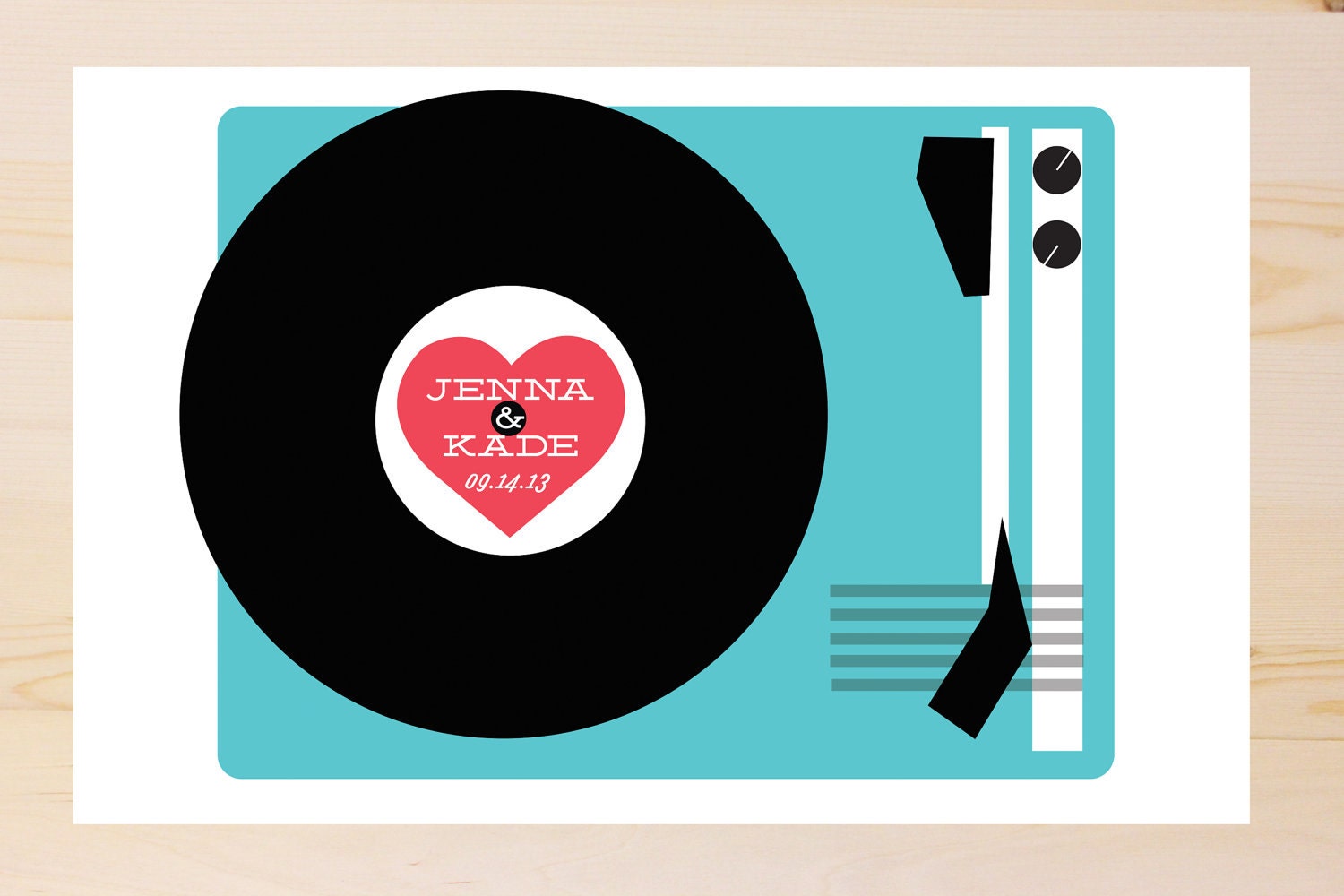 Record Player Wedding poster/ Guest Book Poster 11"x17"