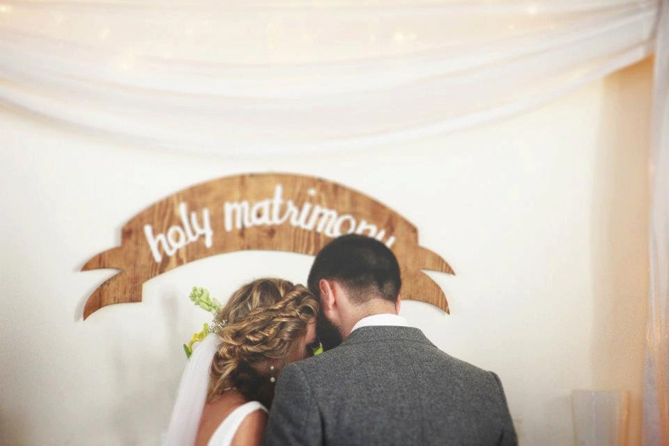 wood wedding banner/sign- "Holy Matrimony"