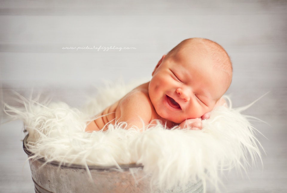 STOREWIDE SALE - White - Soft, Cozy, Cuddly Faux Fur Nest - Perfect Newborn Photography Prop - Plush Long Pile