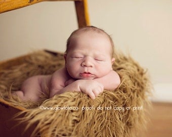 STOREWIDE SALE - Camel - Soft, Cozy, Cuddly Faux Fur Nest - Perfect Newborn Photography Prop - Plush Long Pile