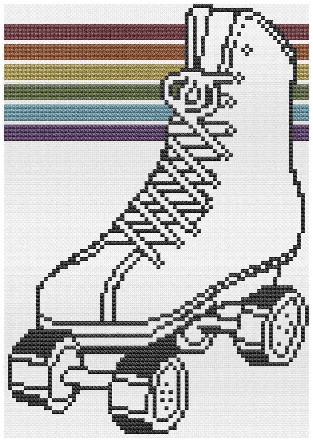 cross stitch pattern  Fight like a girl  rollerderby