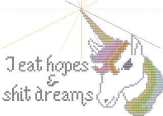 mature cross stitch pattern Unicorn I Eat Hopes and Dreams