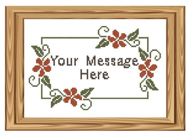 Cross Stitch pattern - Customized Message, Orange Floral