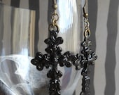 Black cross earrings punk rock gothic lolita