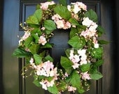 Soft Pink Hydrangea and Berry Wreath