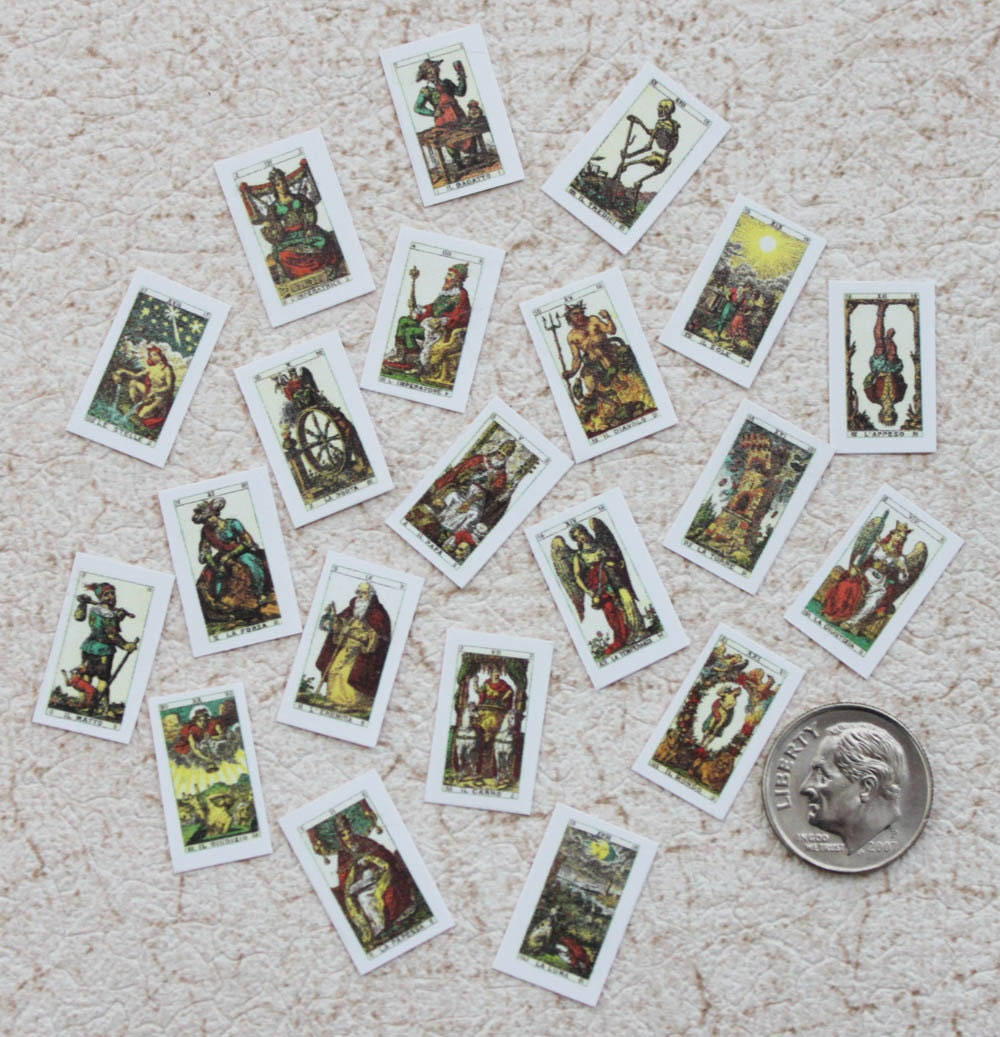 Tarot Cards in Miniature For Dollhouse Roombox Or Diorama
