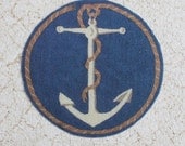 Miniature Rug Nautical Anchors Aweigh in One Twelfth Scale