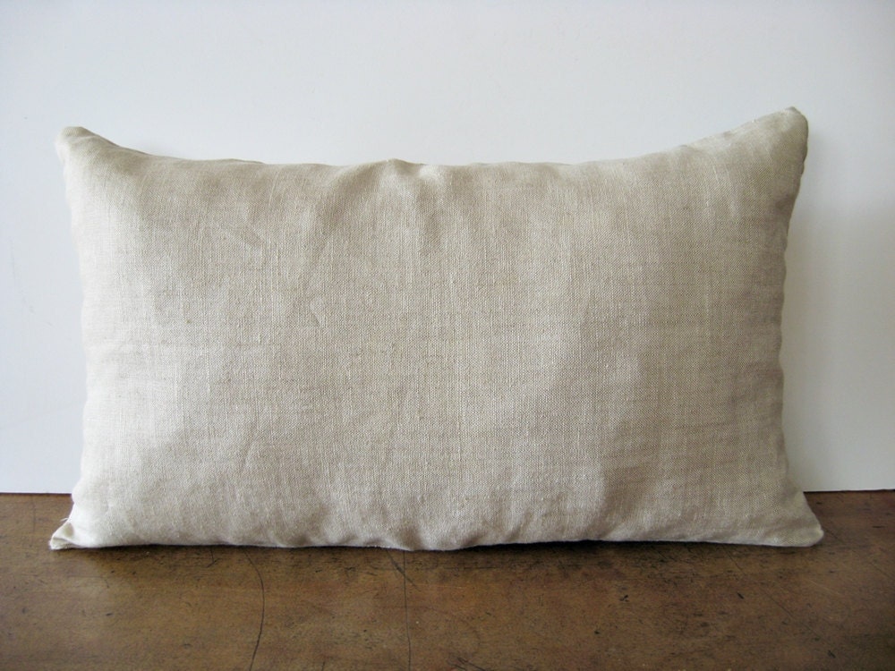 RESERVED for Littlechrissy   ////////   Linen & Crewel Stitched Lumbar Pillow