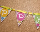 Easter Banner "Happy Easter" Ready to ship for Holidays with Ribbon and buttons