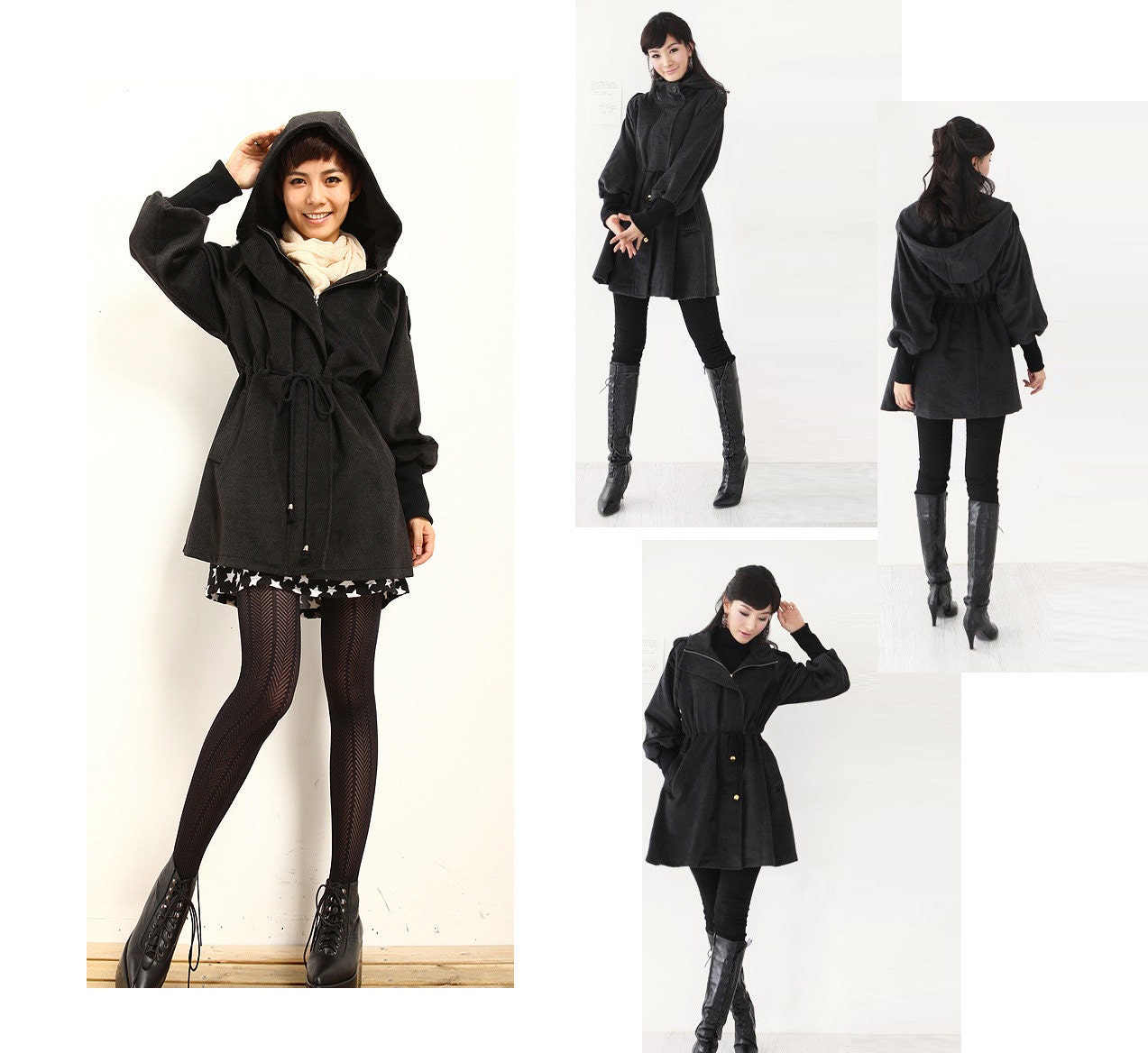 Leisure Style Zipper  Wool Hoodie/ Winter Coat/ 9 Colors / Any Size