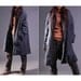 Free Style Pleated Linen Long Jacket/ Cape/ Black