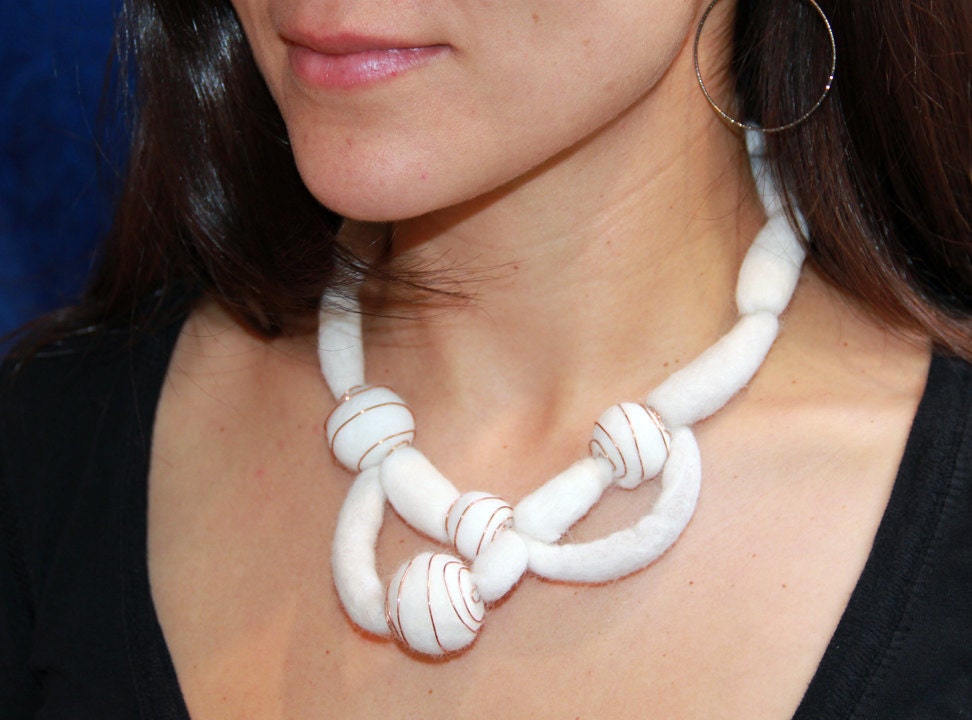 felted cat hair necklace MR. TUBULAR