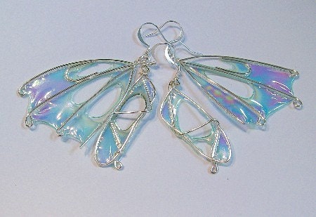 fantasy jewelry, Fairy Wing Earrings, fairy wings, faerie jewelry, Aqua Dream, Set of 4, Handmade, fairy wings, blue wings, green wings