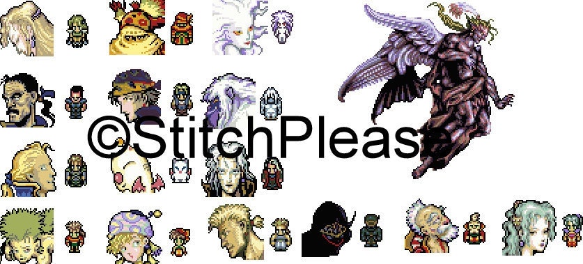 Final Fantasy 3/6 Characters with Final Boss Cross Stitch Pattern