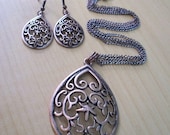 Copper necklace and earring set