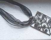 Filigree pewter pendant necklace