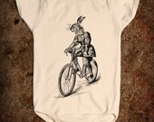 The Bicycle Bunny - Organic Onesie / Baby One Piece / Bodysuit / - iOTA iLLUSTRATION