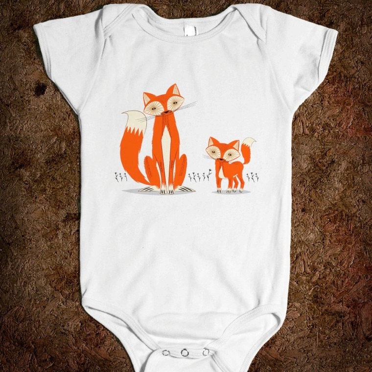 Two Fine Foxes - Onesie / Baby One Piece / Bodysuit / - iOTA iLLUSTRATION