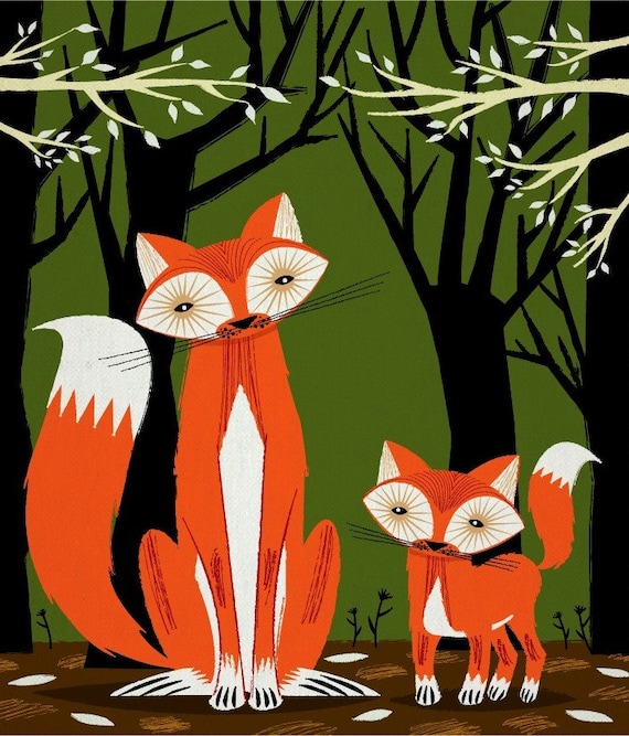 iOTA iLLUSTRATION - Two Fine Foxes - childrens Limited Edition - Animal Art Print
