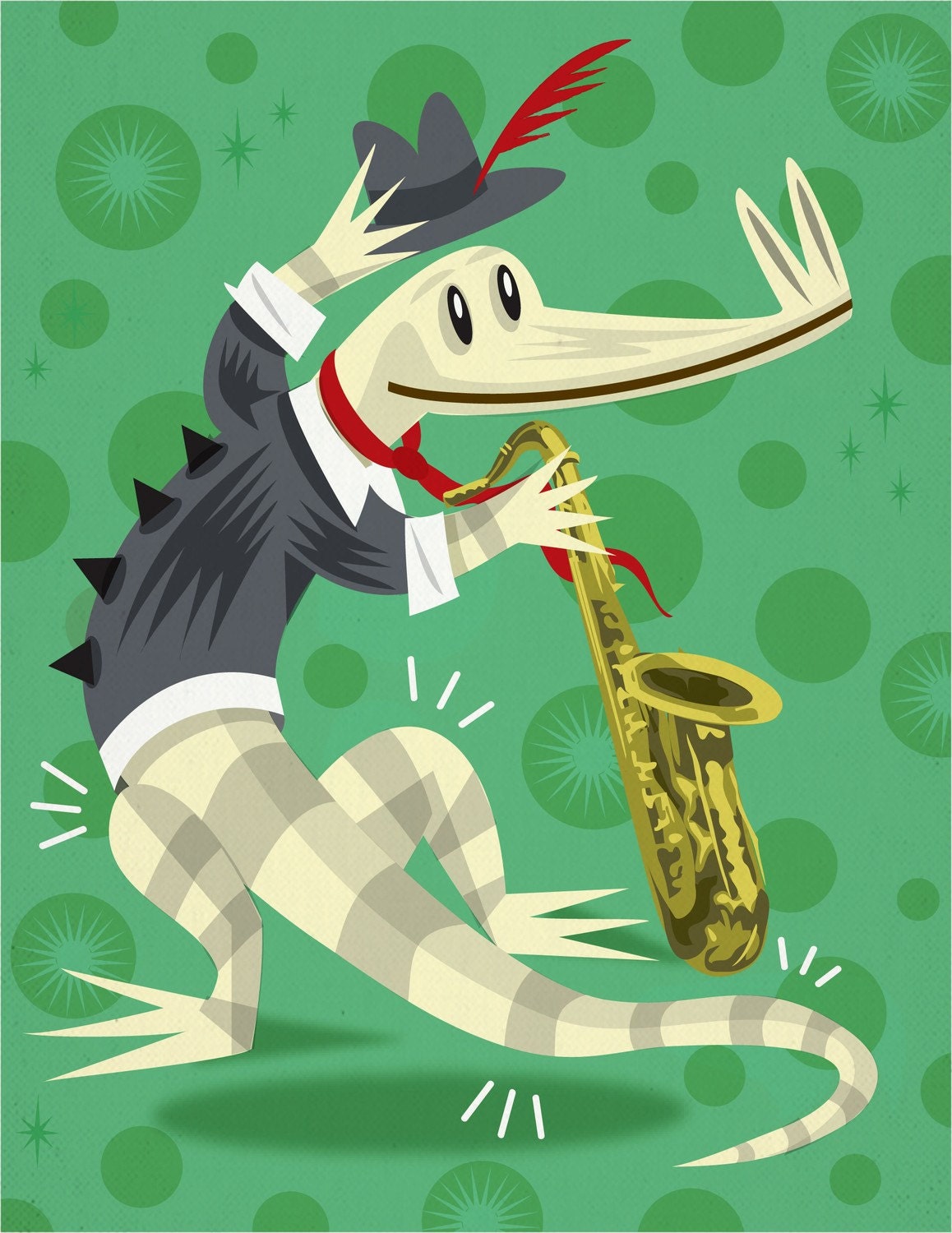 iOTA iLLUSTRATION - The Jazz Crocodile - Limited Edition Animal Art Print