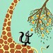 iOTA iLLUSTRATION - Lending A Neck - children illustrated - Animal Art - Limited Edition Print