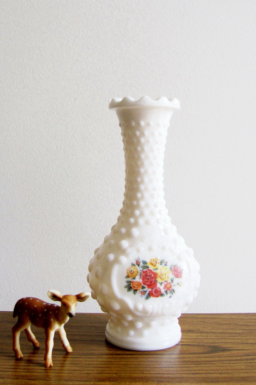 Vintage AVON Milk Glass Hobnail Vase