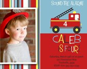 FIRETRUCK INVITATION Birthday with Photo- Personalized and Printable