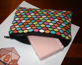 Small to Medium Padded Zippered Pouch in Brightly Colored Print Fabric for Small Gadgets Cards Dice or Phone