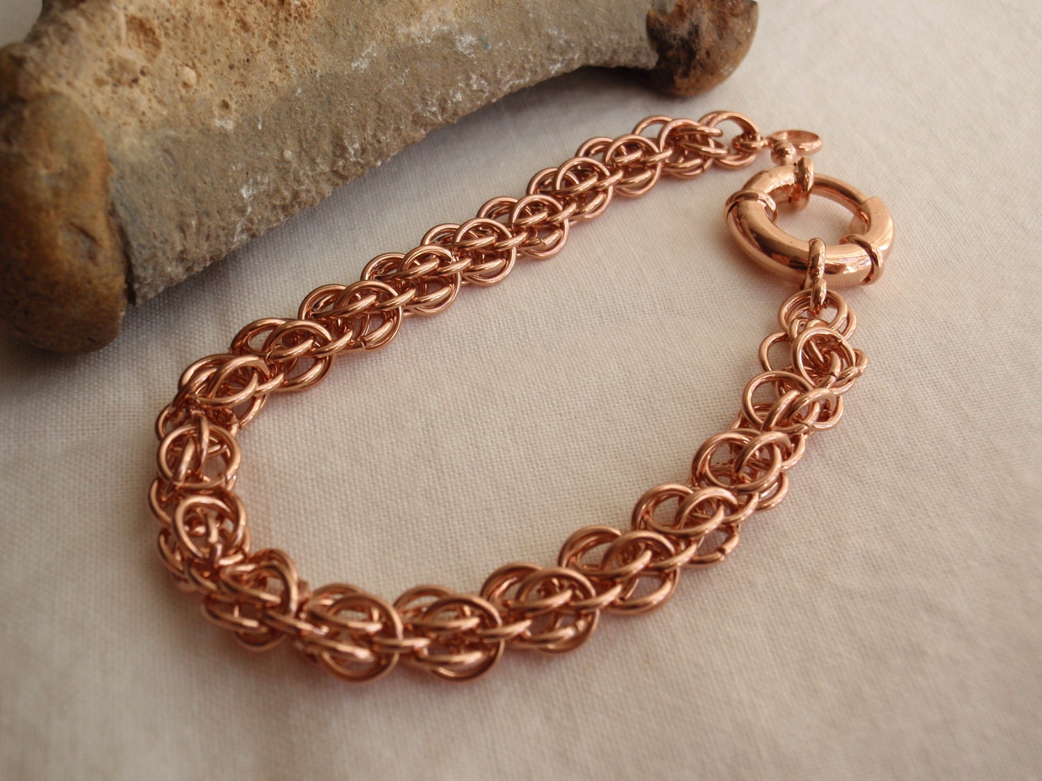 Chain Maille Bracelet Raw Copper Bee Stings Weave
