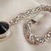 Sterling Silver Chain Maille Bracelet Black Onyx Byzantine Weave