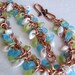 Copper Beaded Bracelet Shaggy Loops Sea Glass Colored Magatama Beads