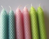 Pink, aqua, and lime Beeswax Candles